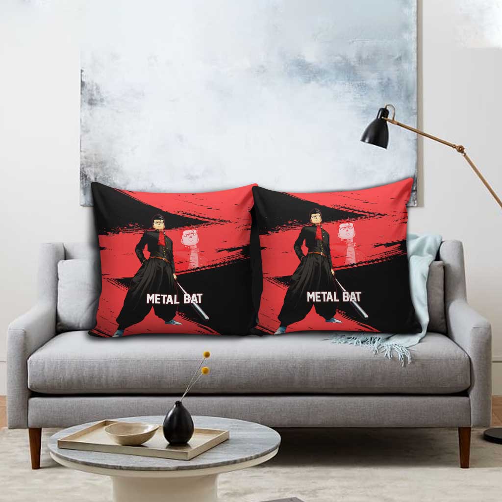 Metal Bat One Punch Man Anime Red and Black Theme Pillow Cover with Street Fighter Style and Bold Bat Stance - The Mazicc