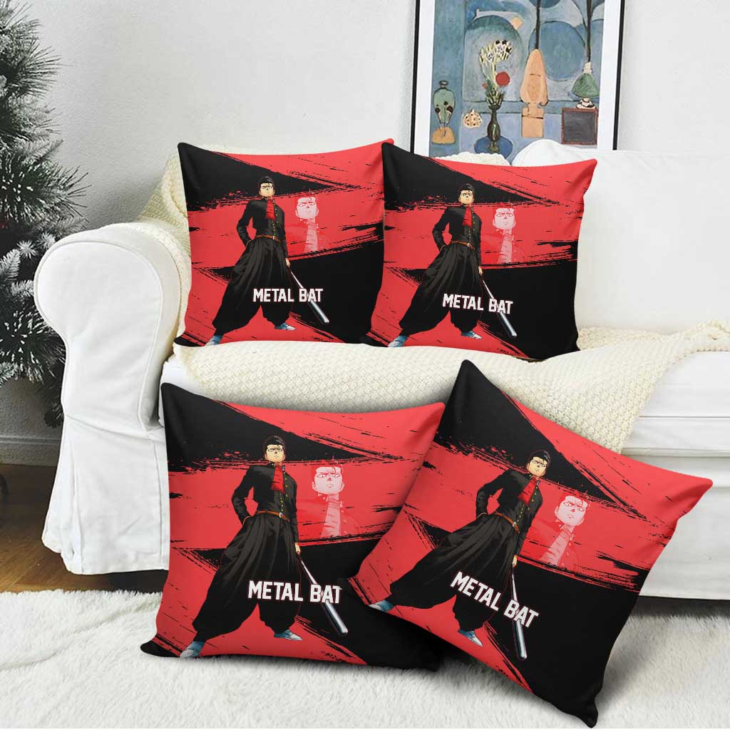 Metal Bat One Punch Man Anime Red and Black Theme Pillow Cover with Street Fighter Style and Bold Bat Stance - The Mazicc