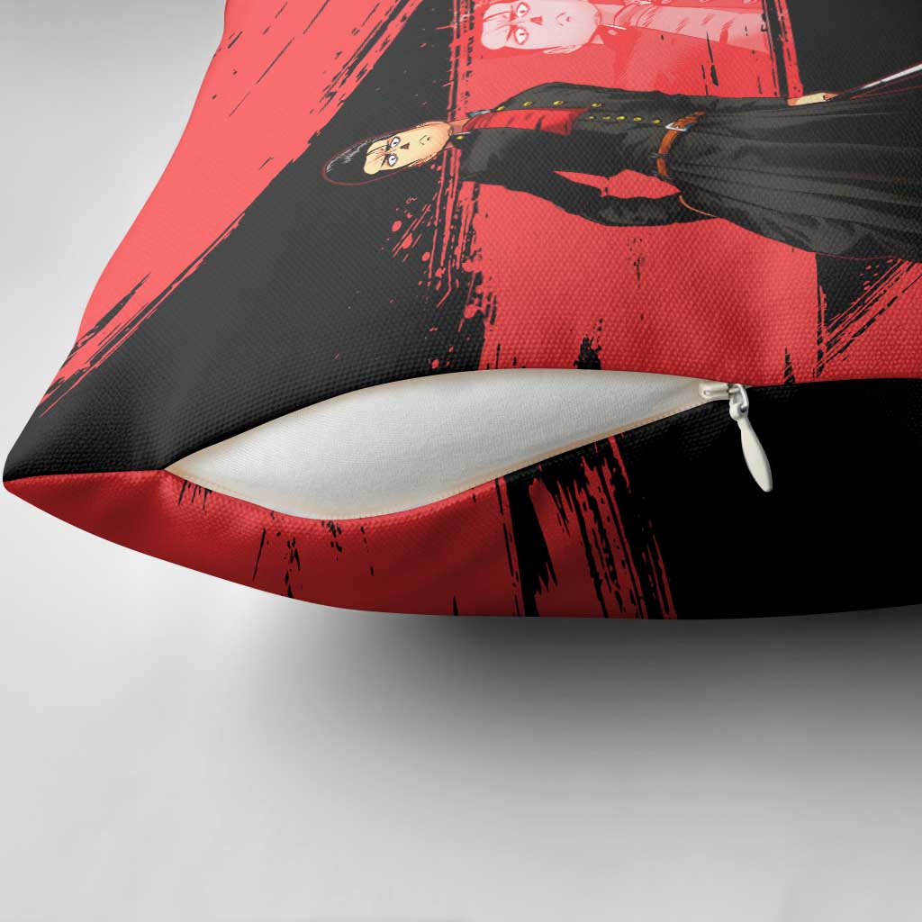 Metal Bat One Punch Man Anime Red and Black Theme Pillow Cover with Street Fighter Style and Bold Bat Stance - The Mazicc