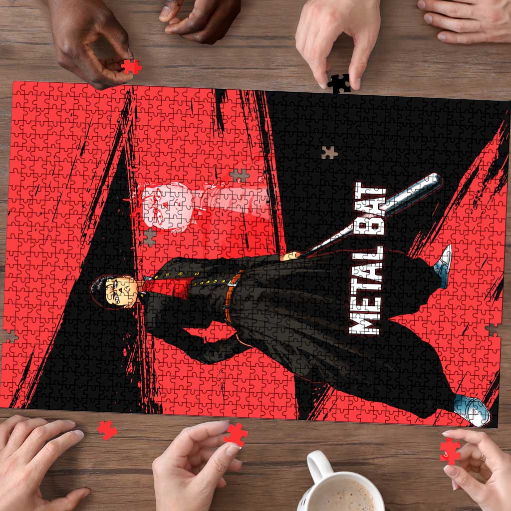 Metal Bat One Punch Man Anime Red and Black Theme Puzzle with Street Fighter Style and Bold Bat Stance - The Mazicc