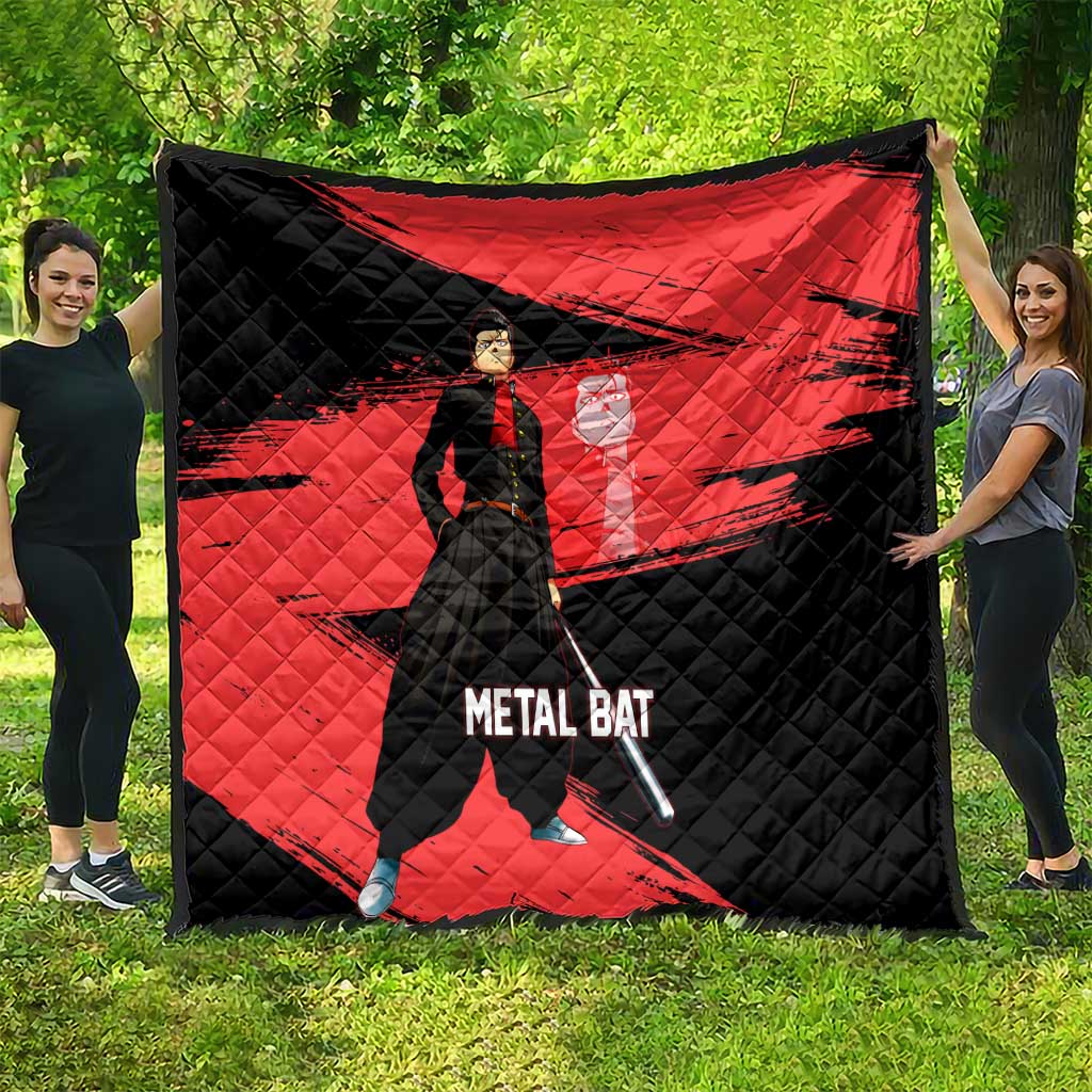 Metal Bat One Punch Man Anime Red and Black Theme Quilt with Street Fighter Style and Bold Bat Stance - The Mazicc