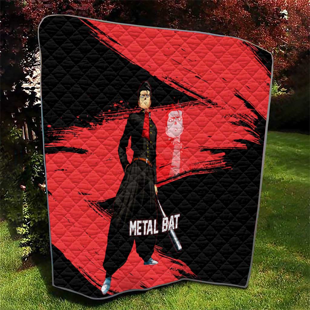 Metal Bat One Punch Man Anime Red and Black Theme Quilt with Street Fighter Style and Bold Bat Stance - The Mazicc