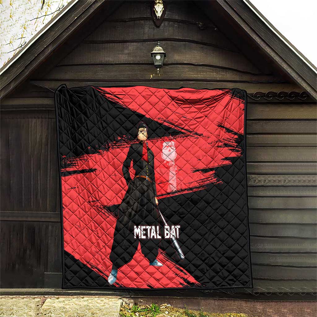 Metal Bat One Punch Man Anime Red and Black Theme Quilt with Street Fighter Style and Bold Bat Stance - The Mazicc