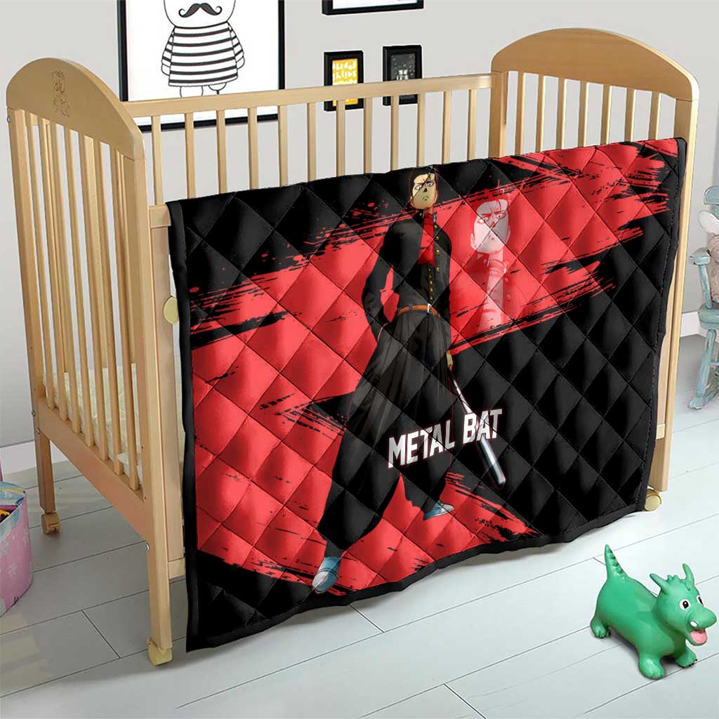 Metal Bat One Punch Man Anime Red and Black Theme Quilt with Street Fighter Style and Bold Bat Stance - The Mazicc