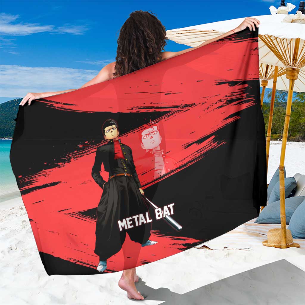 Metal Bat One Punch Man Anime Red and Black Theme Sarong with Street Fighter Style and Bold Bat Stance - The Mazicc