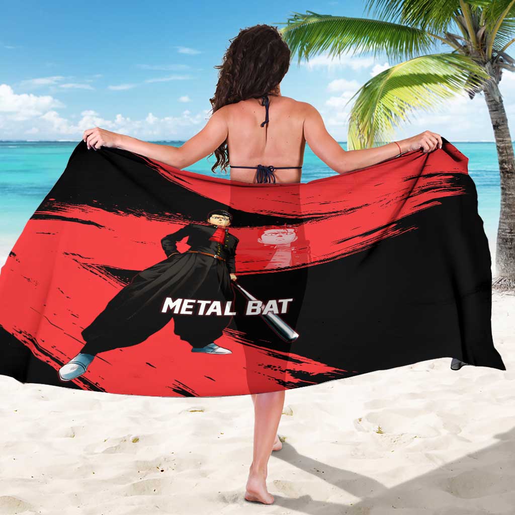 Metal Bat One Punch Man Anime Red and Black Theme Sarong with Street Fighter Style and Bold Bat Stance - The Mazicc