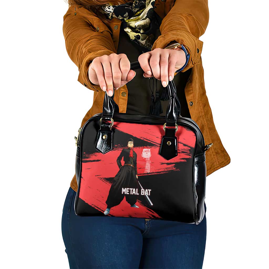Metal Bat One Punch Man Anime Red and Black Theme Shoulder Handbag with Street Fighter Style and Bold Bat Stance - The Mazicc