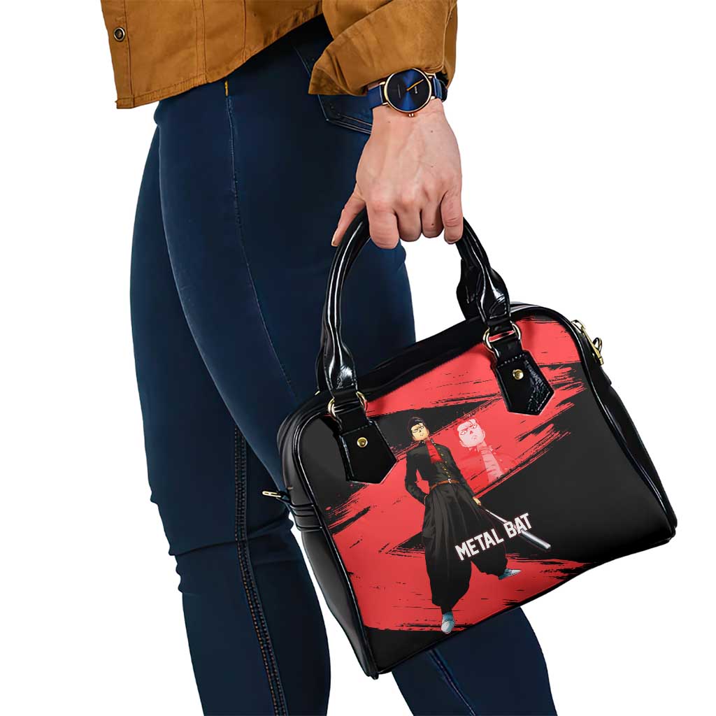 Metal Bat One Punch Man Anime Red and Black Theme Shoulder Handbag with Street Fighter Style and Bold Bat Stance - The Mazicc