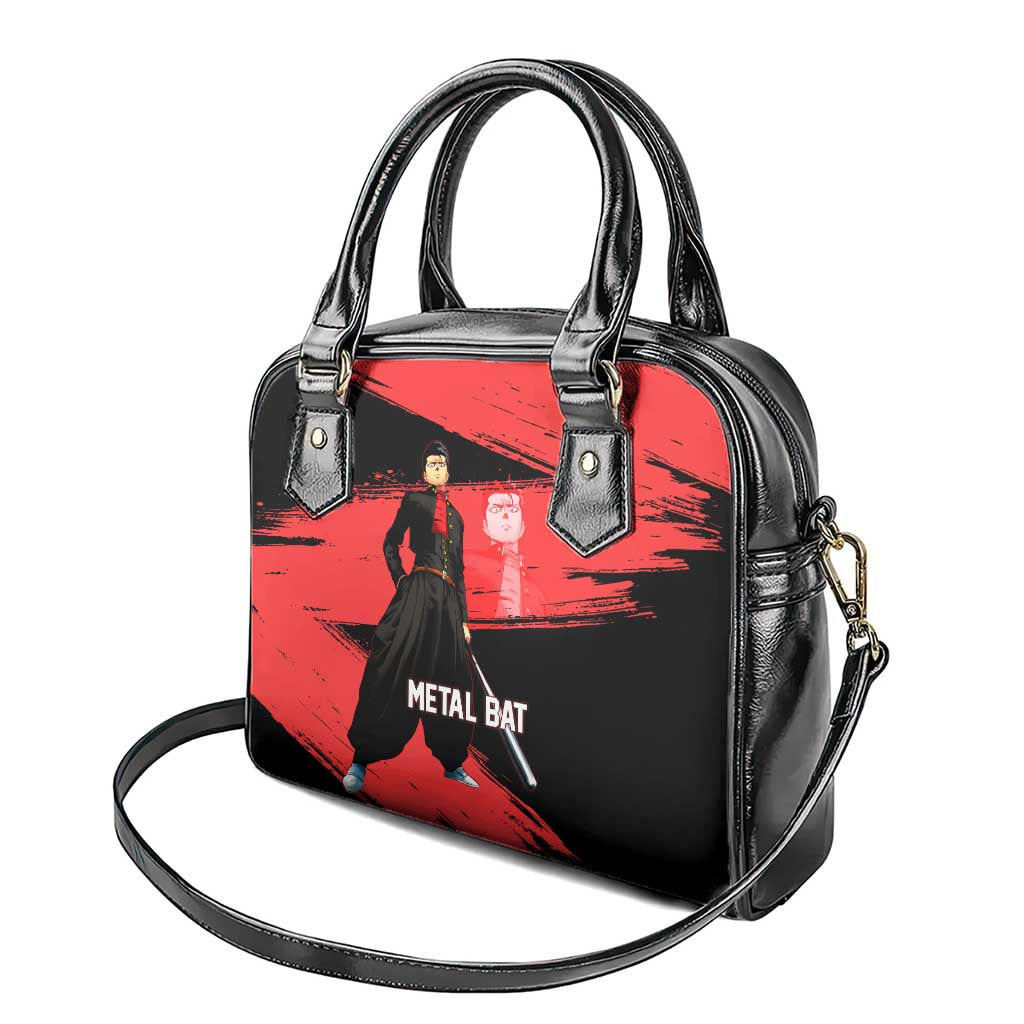 Metal Bat One Punch Man Anime Red and Black Theme Shoulder Handbag with Street Fighter Style and Bold Bat Stance - The Mazicc