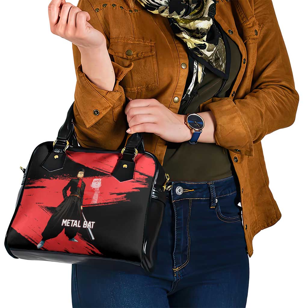 Metal Bat One Punch Man Anime Red and Black Theme Shoulder Handbag with Street Fighter Style and Bold Bat Stance - The Mazicc