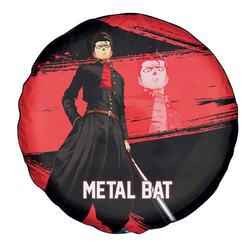 Metal Bat One Punch Man Anime Red and Black Theme Spare Tire Cover with Street Fighter Style and Bold Bat Stance - The Mazicc