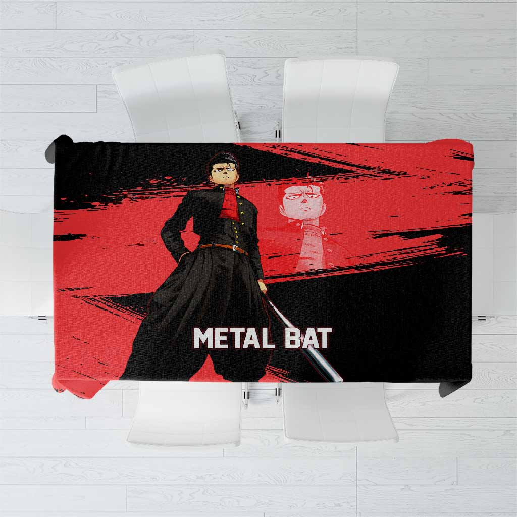 Metal Bat One Punch Man Anime Red and Black Theme Tablecloth with Street Fighter Style and Bold Bat Stance - The Mazicc