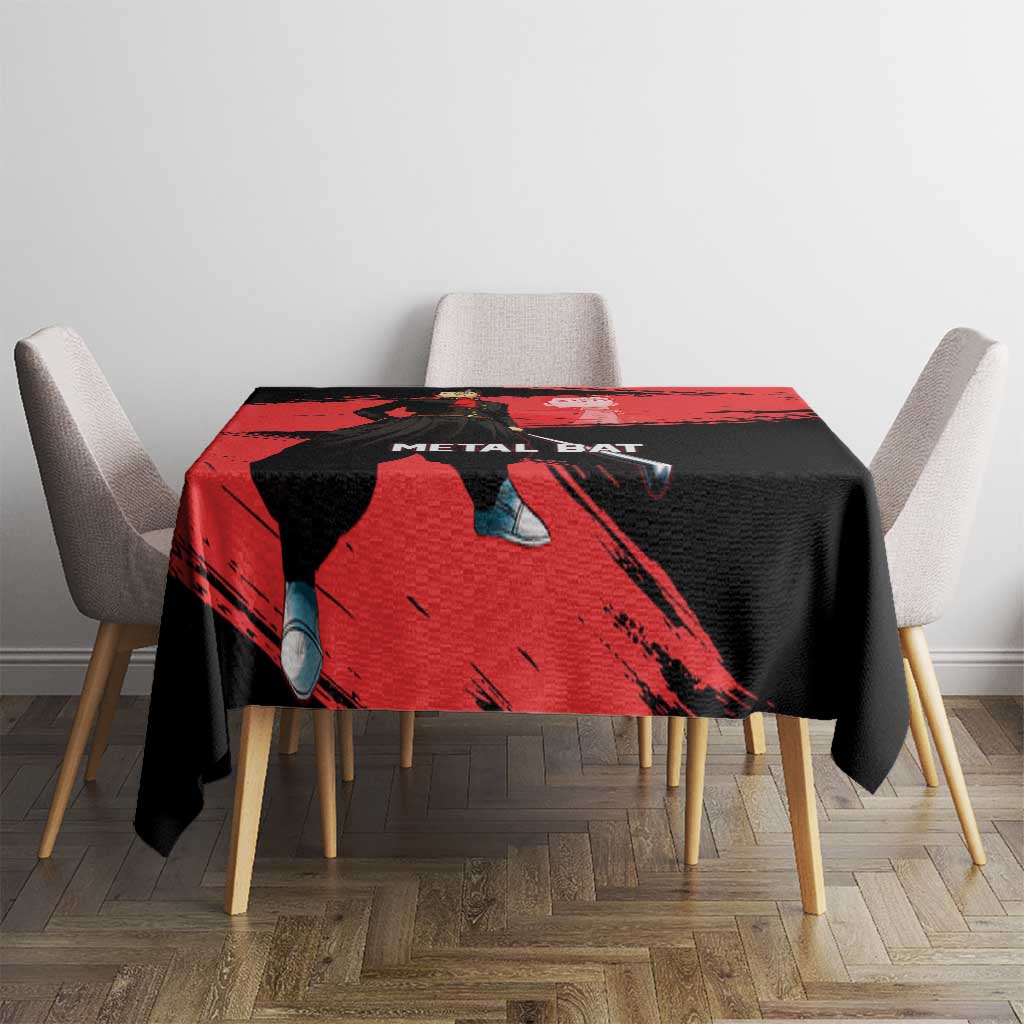 Metal Bat One Punch Man Anime Red and Black Theme Tablecloth with Street Fighter Style and Bold Bat Stance - The Mazicc