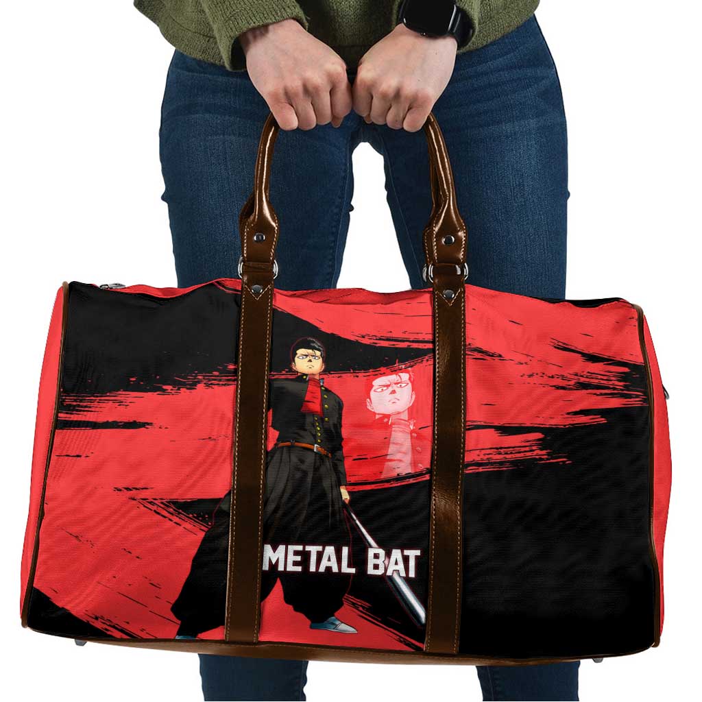 Metal Bat One Punch Man Anime Red and Black Theme Travel Bag with Street Fighter Style and Bold Bat Stance - The Mazicc
