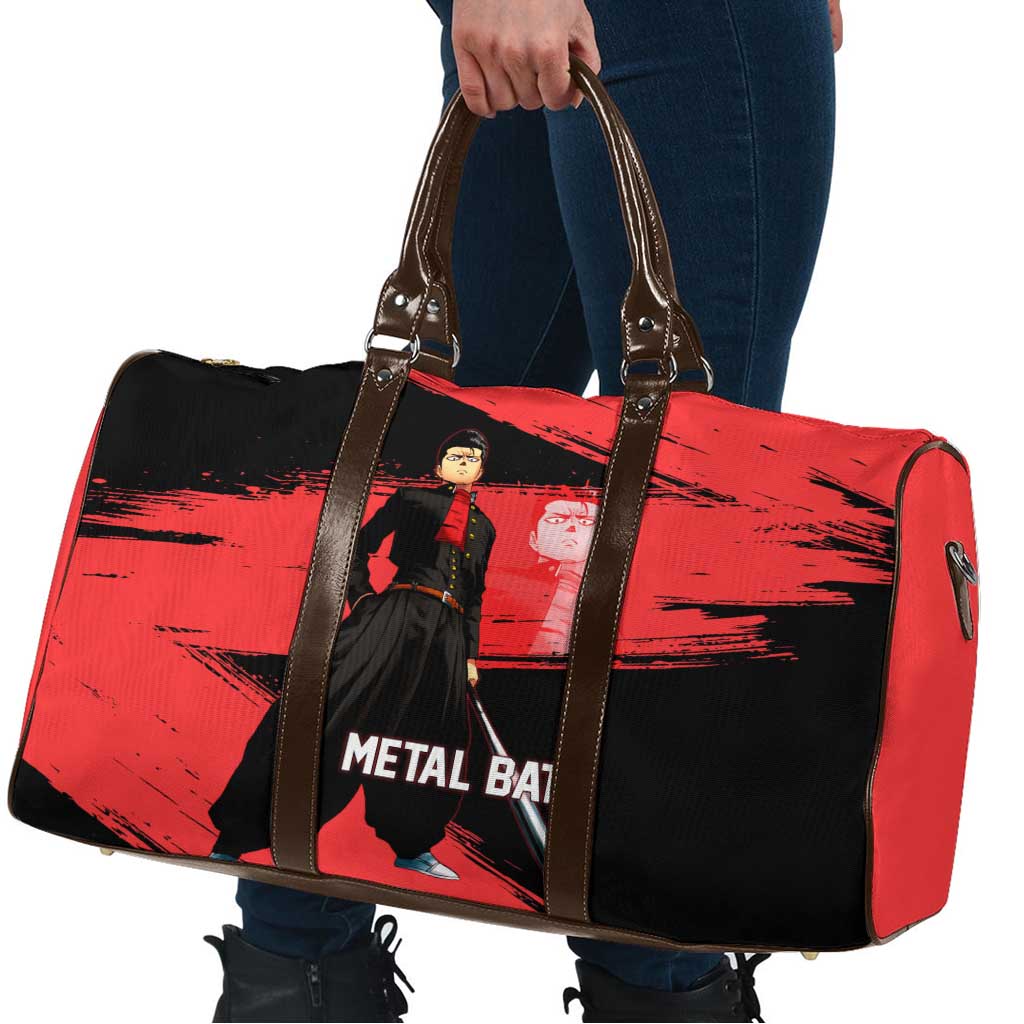 Metal Bat One Punch Man Anime Red and Black Theme Travel Bag with Street Fighter Style and Bold Bat Stance - The Mazicc