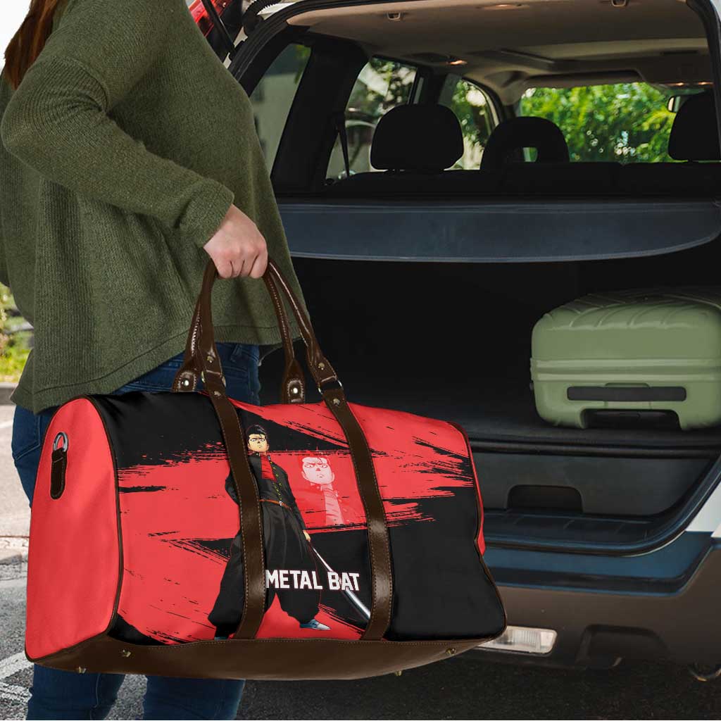 Metal Bat One Punch Man Anime Red and Black Theme Travel Bag with Street Fighter Style and Bold Bat Stance - The Mazicc