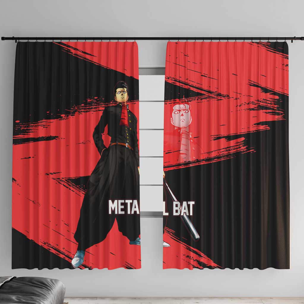 Metal Bat One Punch Man Anime Red and Black Theme Window Curtain with Street Fighter Style and Bold Bat Stance - The Mazicc