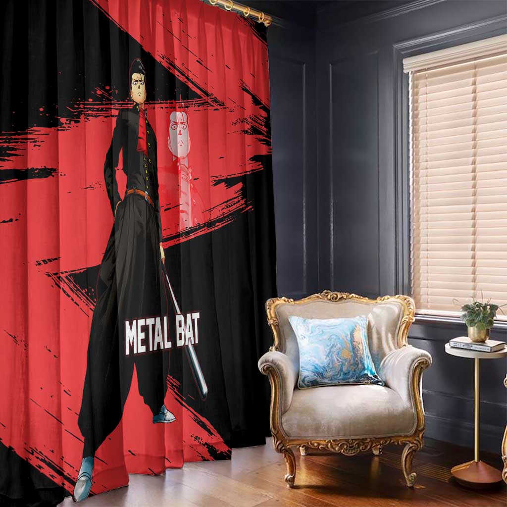Metal Bat One Punch Man Anime Red and Black Theme Window Curtain with Street Fighter Style and Bold Bat Stance - The Mazicc