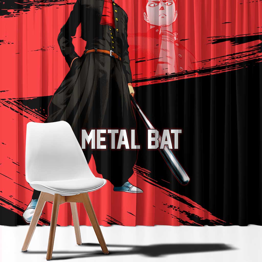 Metal Bat One Punch Man Anime Red and Black Theme Window Curtain with Street Fighter Style and Bold Bat Stance - The Mazicc