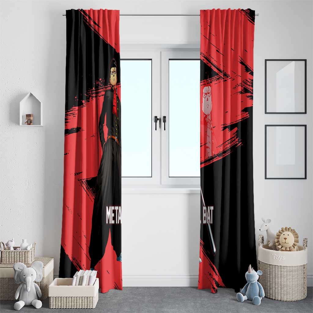 Metal Bat One Punch Man Anime Red and Black Theme Window Curtain with Street Fighter Style and Bold Bat Stance - The Mazicc