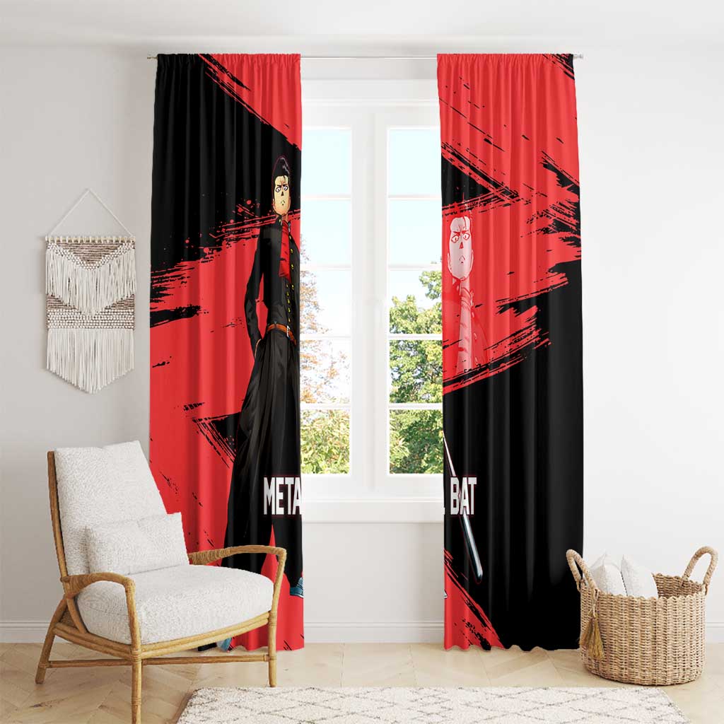 Metal Bat One Punch Man Anime Red and Black Theme Window Curtain with Street Fighter Style and Bold Bat Stance - The Mazicc