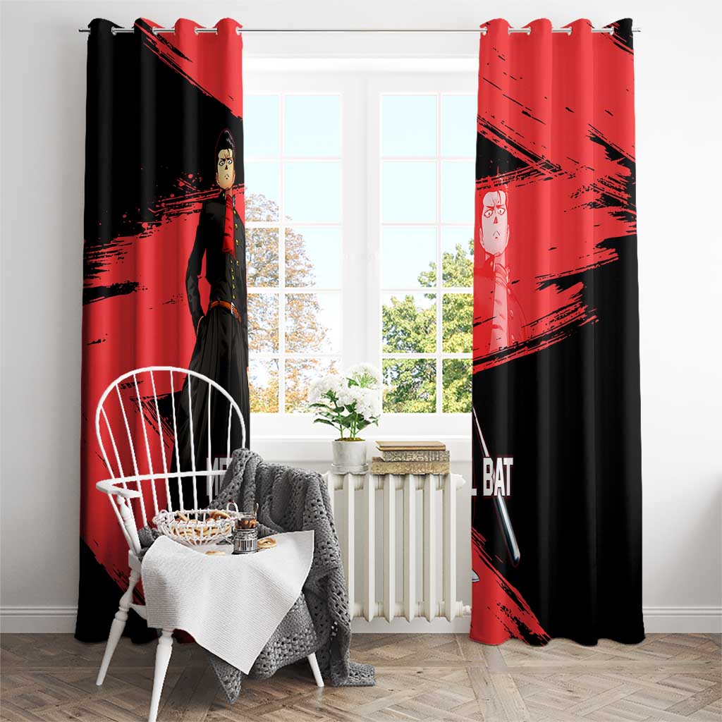 Metal Bat One Punch Man Anime Red and Black Theme Window Curtain with Street Fighter Style and Bold Bat Stance - The Mazicc