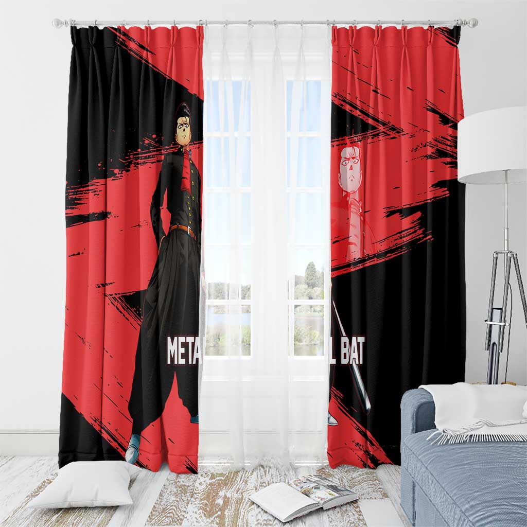 Metal Bat One Punch Man Anime Red and Black Theme Window Curtain with Street Fighter Style and Bold Bat Stance - The Mazicc