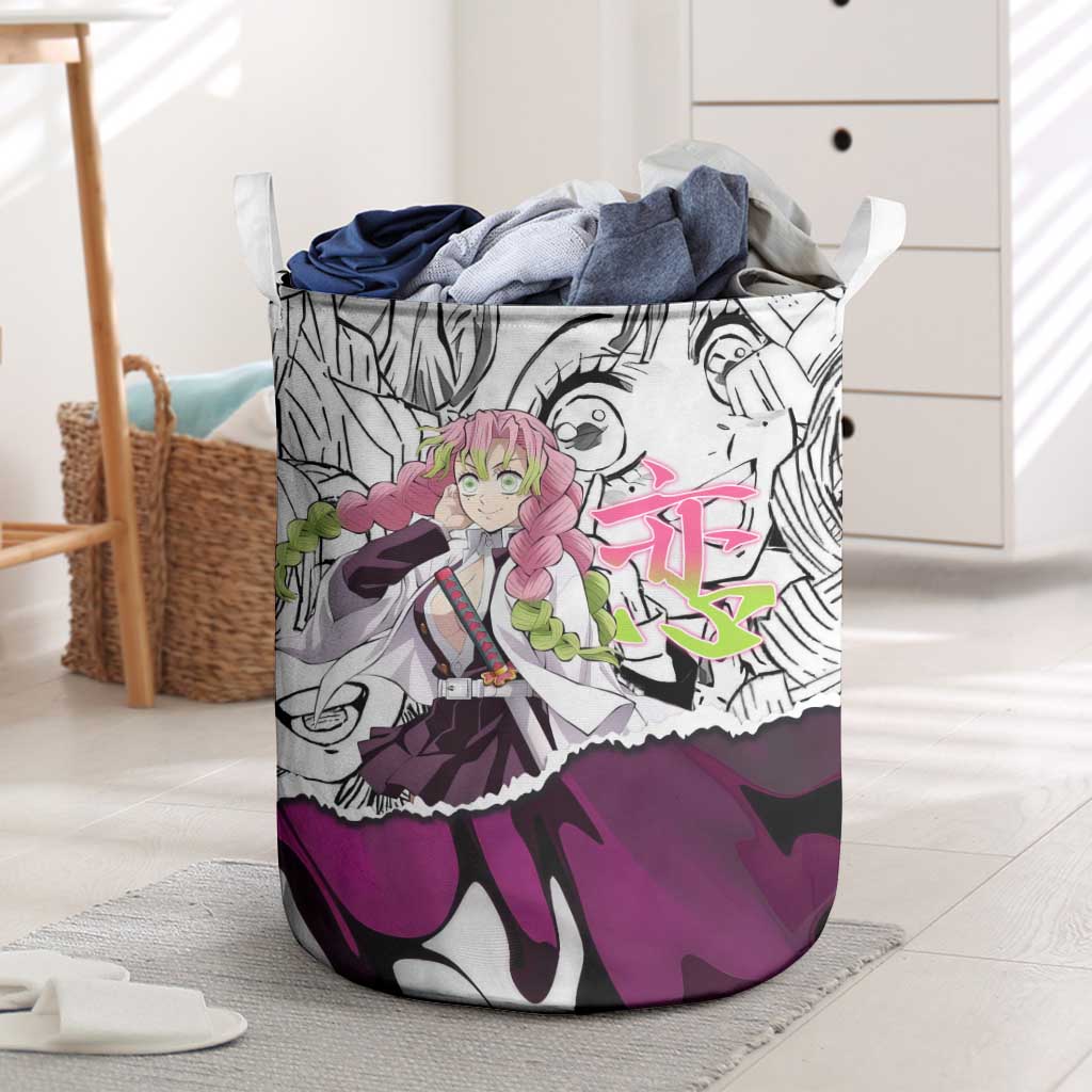 Mitsuri Kanroji Demon Slayer Manga Collage Laundry Basket with Pink and Purple Love Hashira Aesthetic - The Mazicc