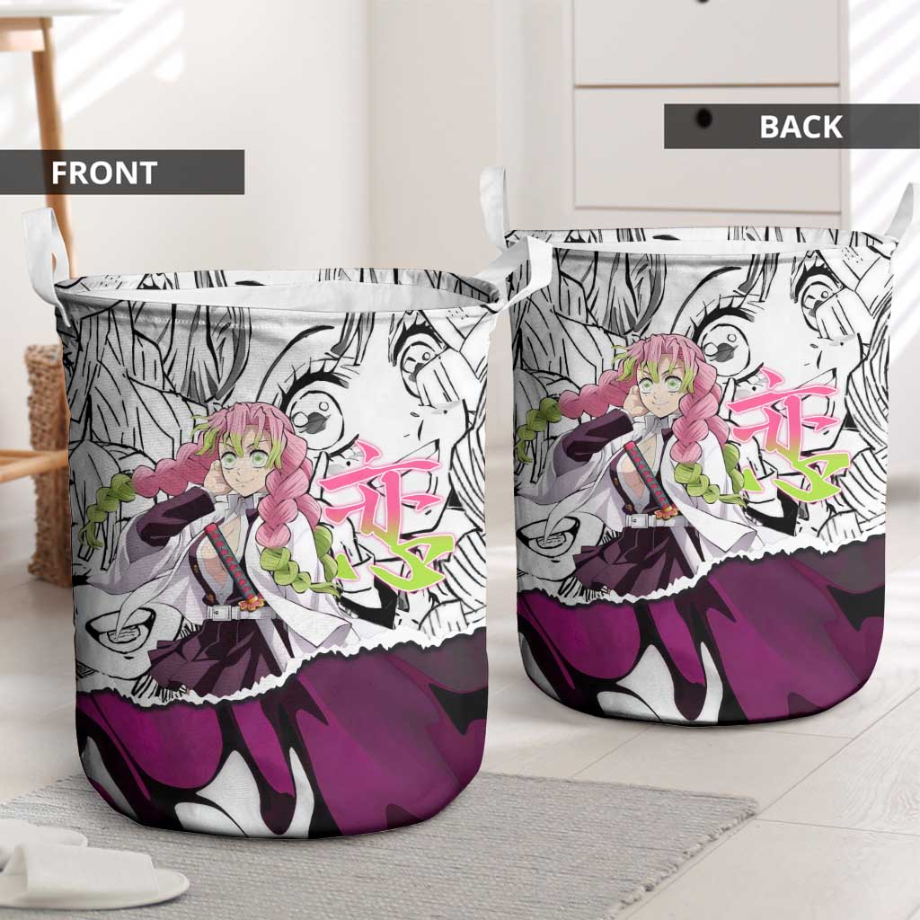Mitsuri Kanroji Demon Slayer Manga Collage Laundry Basket with Pink and Purple Love Hashira Aesthetic - The Mazicc