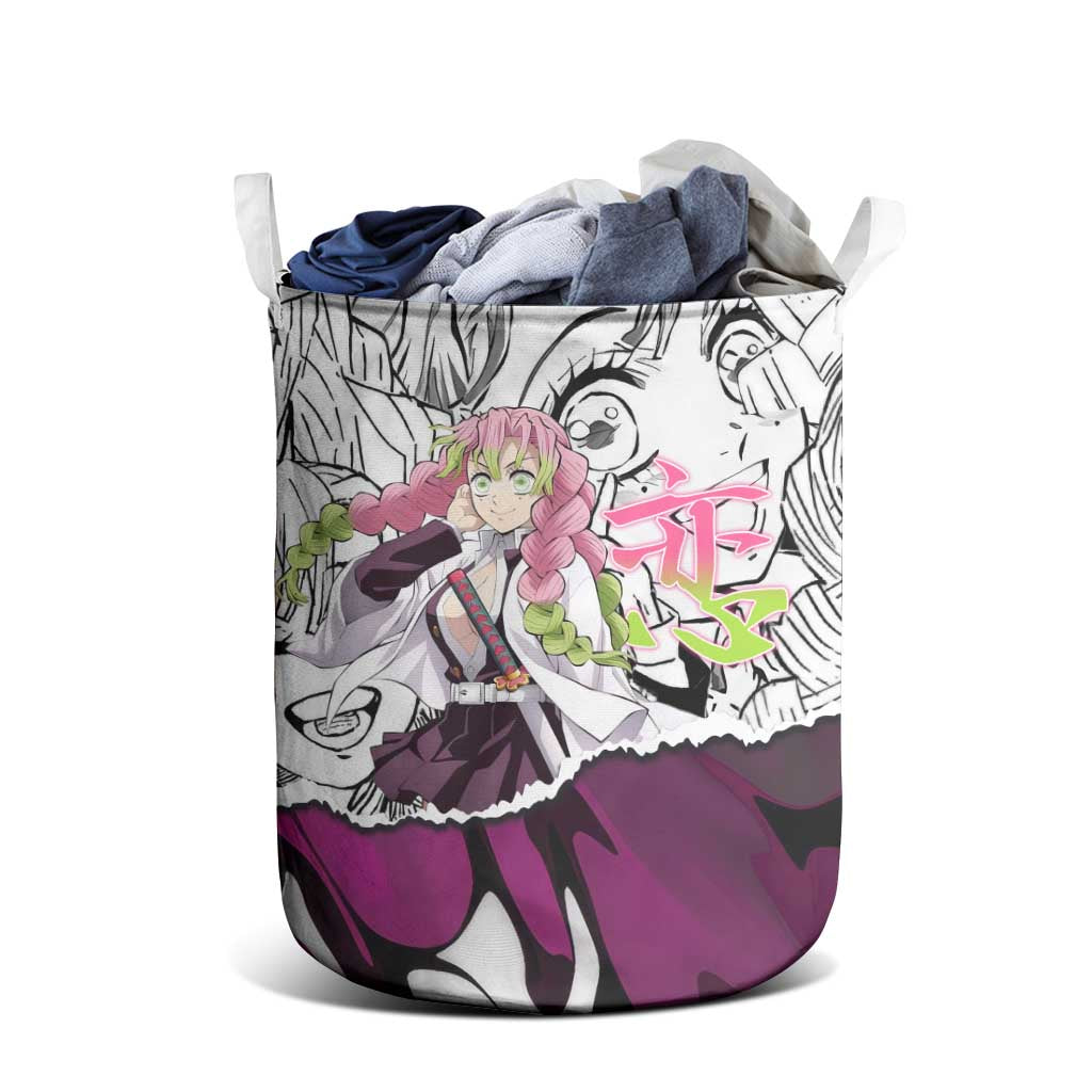 Mitsuri Kanroji Demon Slayer Manga Collage Laundry Basket with Pink and Purple Love Hashira Aesthetic - The Mazicc