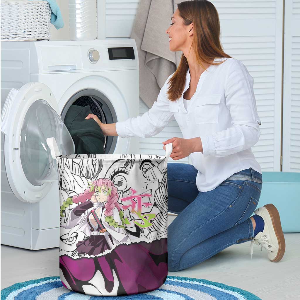 Mitsuri Kanroji Demon Slayer Manga Collage Laundry Basket with Pink and Purple Love Hashira Aesthetic - The Mazicc