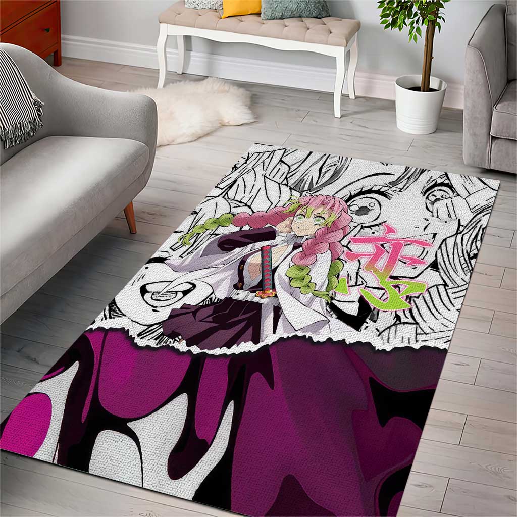 Mitsuri Kanroji Demon Slayer Manga Collage Area Rug with Pink and Purple Love Hashira Aesthetic - The Mazicc