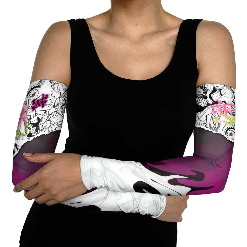 Mitsuri Kanroji Demon Slayer Manga Collage Arm Sleeves with Pink and Purple Love Hashira Aesthetic - The Mazicc