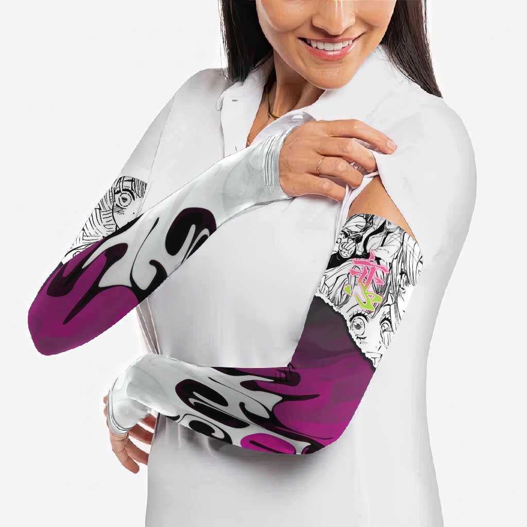 Mitsuri Kanroji Demon Slayer Manga Collage Arm Sleeves with Pink and Purple Love Hashira Aesthetic - The Mazicc