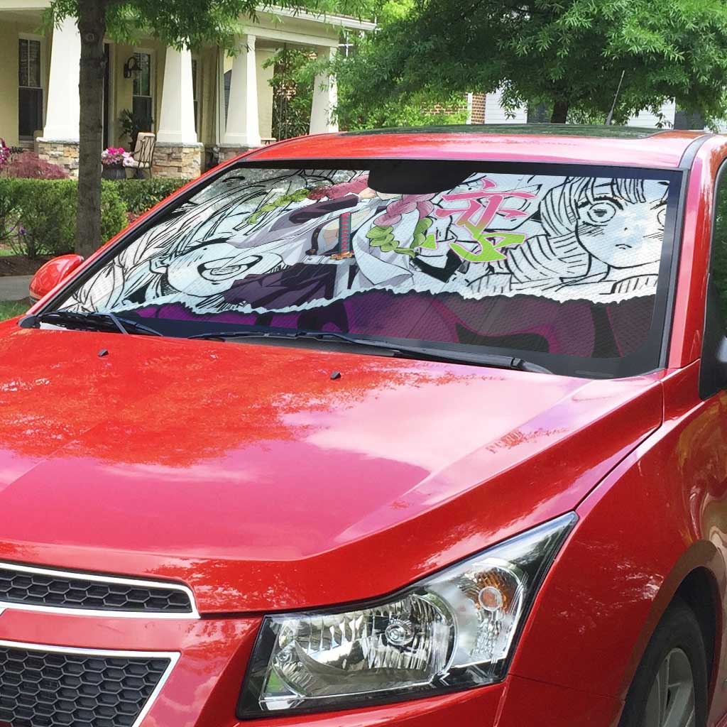 Mitsuri Kanroji Demon Slayer Manga Collage Auto Sun Shade with Pink and Purple Love Hashira Aesthetic - The Mazicc