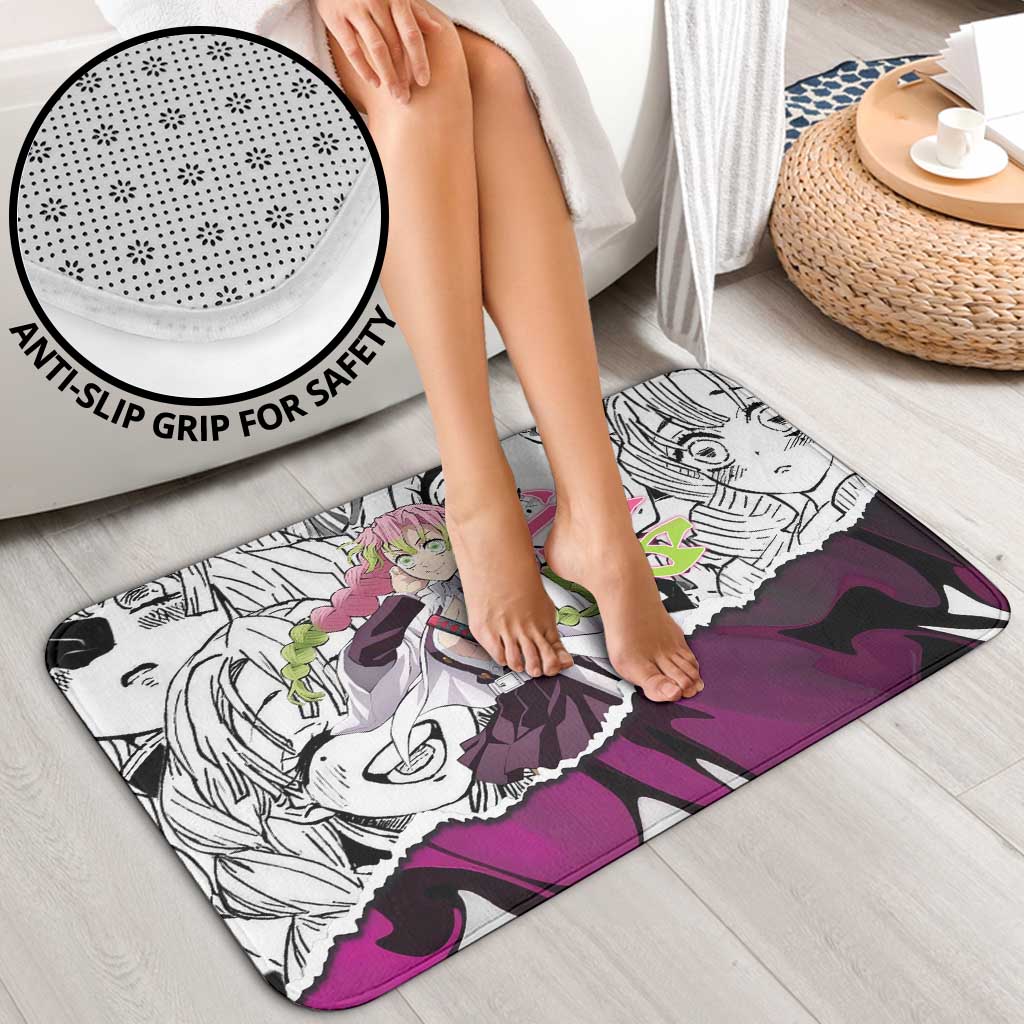 Mitsuri Kanroji Demon Slayer Manga Collage Bathroom Set with Pink and Purple Love Hashira Aesthetic - The Mazicc