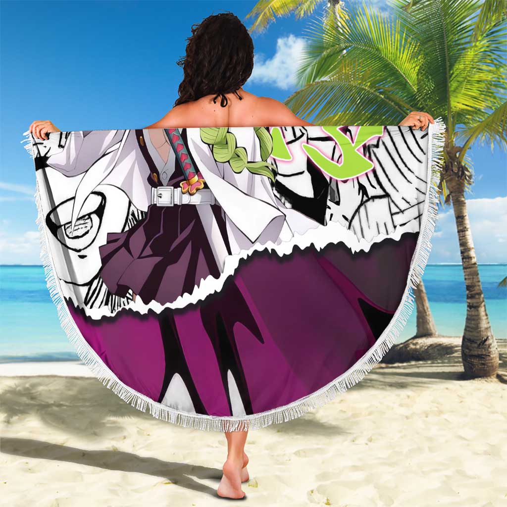 Mitsuri Kanroji Demon Slayer Manga Collage Beach Blanket with Pink and Purple Love Hashira Aesthetic - The Mazicc