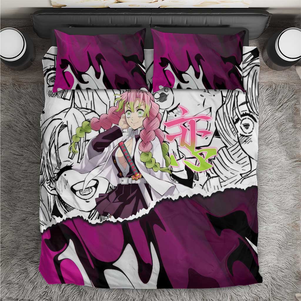 Mitsuri Kanroji Demon Slayer Manga Collage Bedding Set with Pink and Purple Love Hashira Aesthetic - The Mazicc