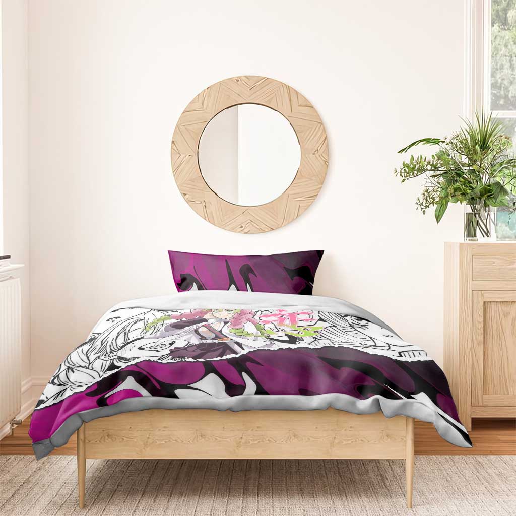 Mitsuri Kanroji Demon Slayer Manga Collage Bedding Set with Pink and Purple Love Hashira Aesthetic - The Mazicc