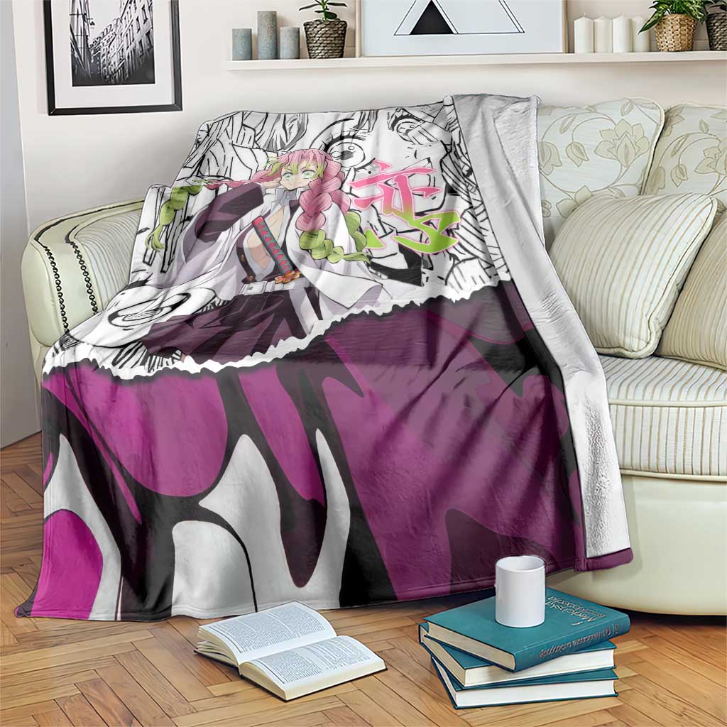 Mitsuri Kanroji Demon Slayer Manga Collage Blanket with Pink and Purple Love Hashira Aesthetic - The Mazicc