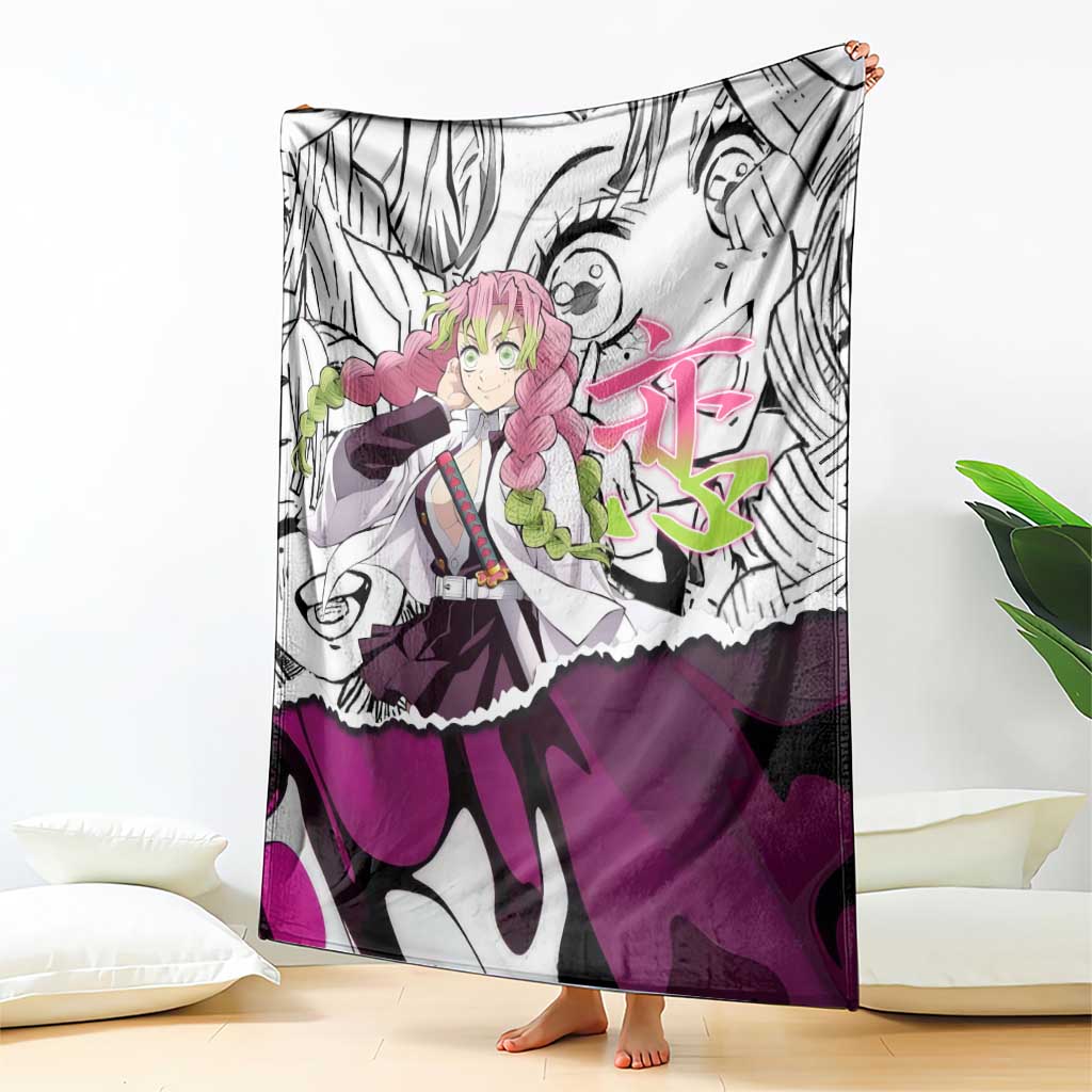 Mitsuri Kanroji Demon Slayer Manga Collage Blanket with Pink and Purple Love Hashira Aesthetic - The Mazicc