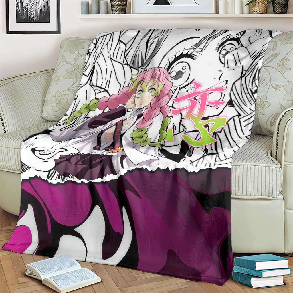 Mitsuri Kanroji Demon Slayer Manga Collage Blanket with Pink and Purple Love Hashira Aesthetic - The Mazicc