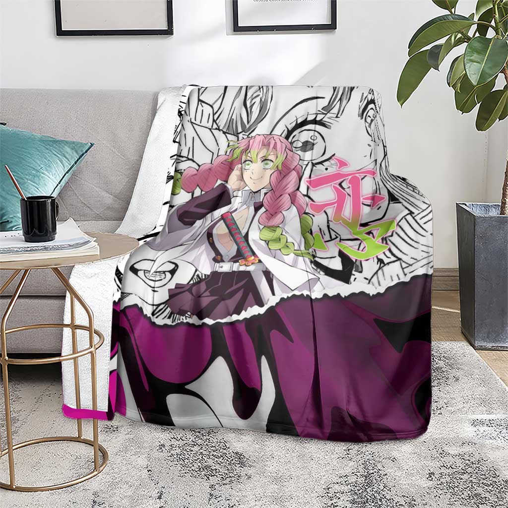 Mitsuri Kanroji Demon Slayer Manga Collage Blanket with Pink and Purple Love Hashira Aesthetic - The Mazicc