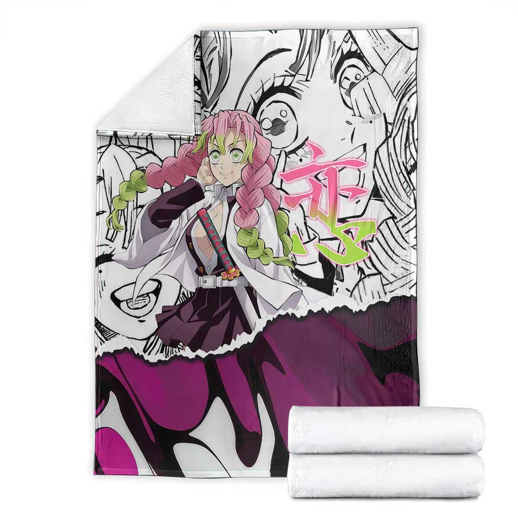 Mitsuri Kanroji Demon Slayer Manga Collage Blanket with Pink and Purple Love Hashira Aesthetic - The Mazicc