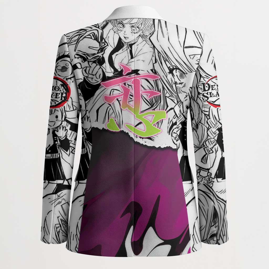 Mitsuri Kanroji Demon Slayer Manga Collage Blazer with Pink and Purple Love Hashira Aesthetic - The Mazicc