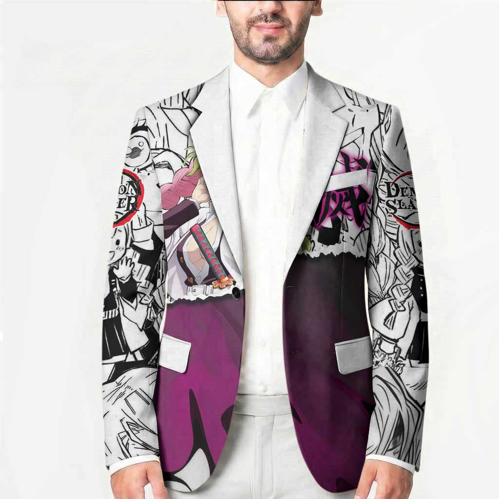 Mitsuri Kanroji Demon Slayer Manga Collage Blazer with Pink and Purple Love Hashira Aesthetic - The Mazicc