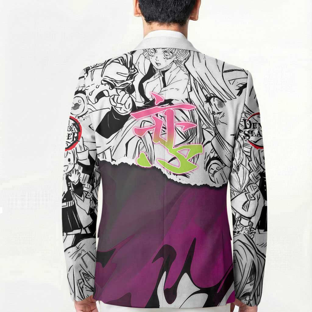 Mitsuri Kanroji Demon Slayer Manga Collage Blazer with Pink and Purple Love Hashira Aesthetic - The Mazicc