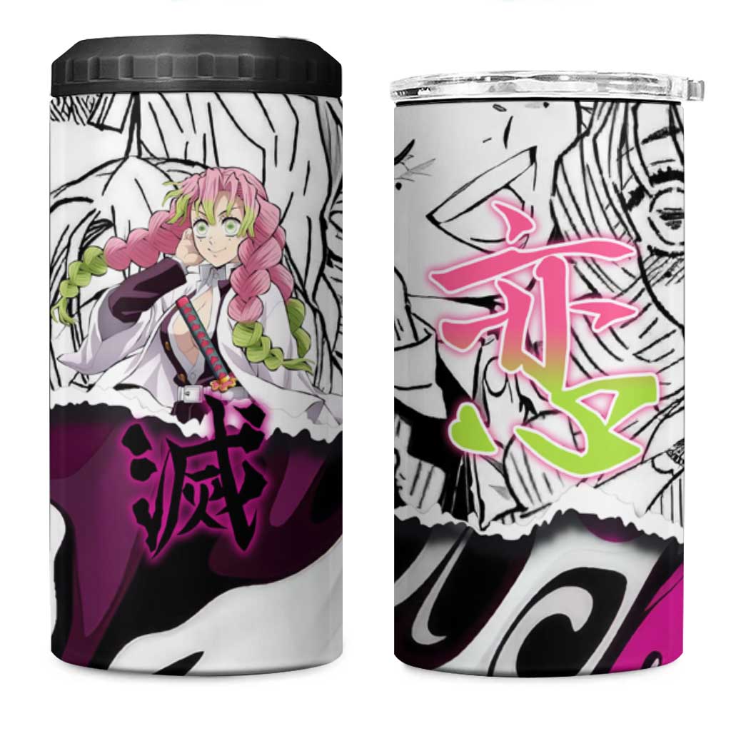 Mitsuri Kanroji Demon Slayer Manga Collage 4 in 1 Can Cooler Tumbler with Pink and Purple Love Hashira Aesthetic - The Mazicc