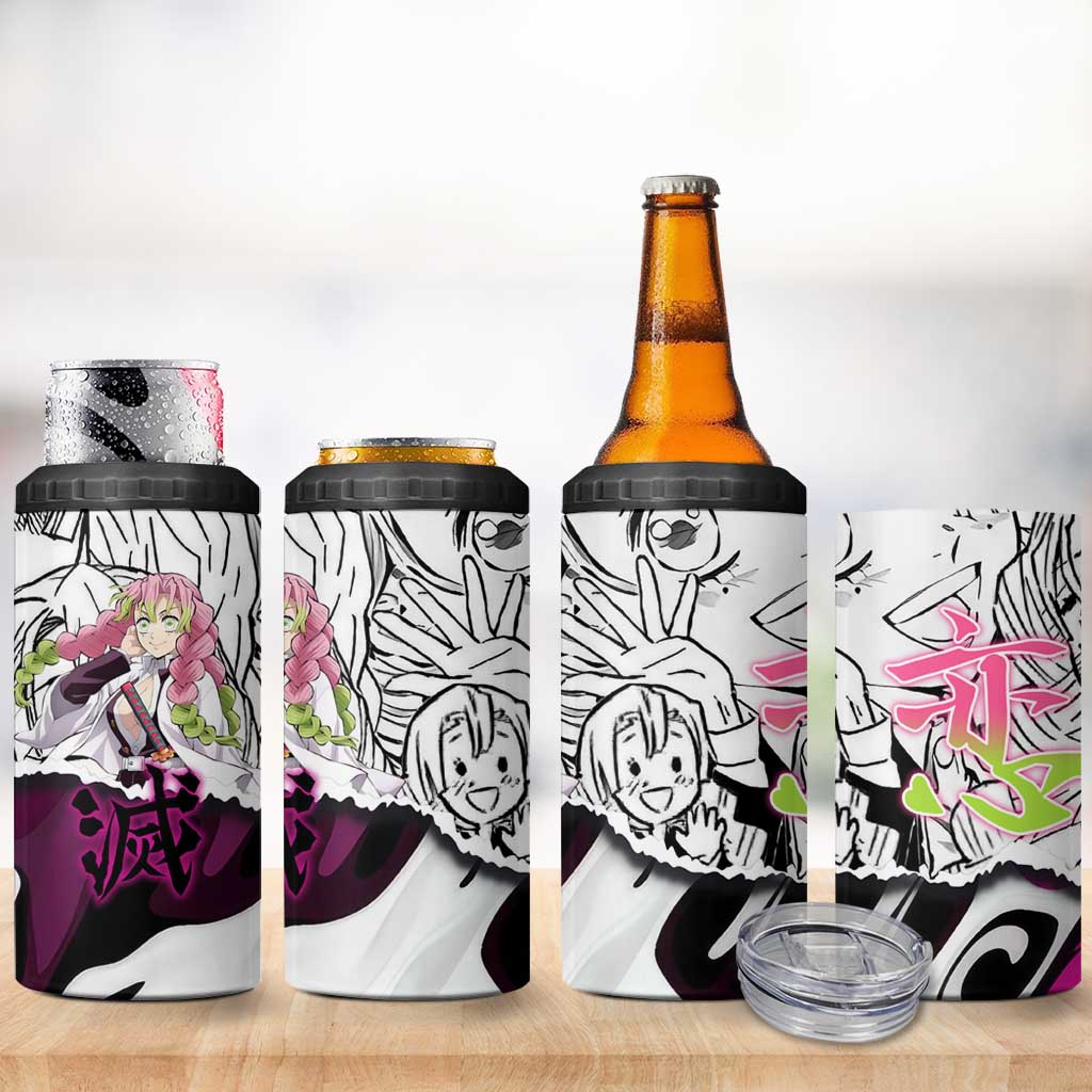 Mitsuri Kanroji Demon Slayer Manga Collage 4 in 1 Can Cooler Tumbler with Pink and Purple Love Hashira Aesthetic - The Mazicc