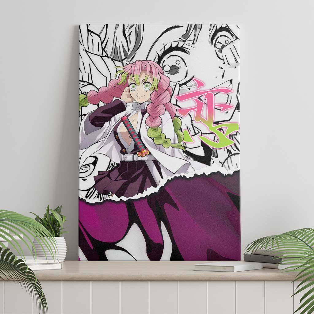 Mitsuri Kanroji Demon Slayer Manga Collage Canvas Wall Art with Pink and Purple Love Hashira Aesthetic - The Mazicc